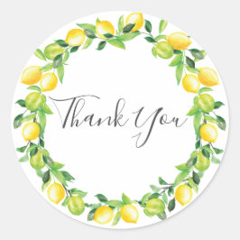 Lemons Wreath Wedding Bridal Shower Thank You ラウンドシール