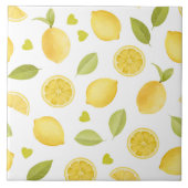 Lemons Yellow Slices Watercolor Design タイル (正面)