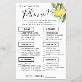 Lemony携帯電話に何が入っているのシャワーゲームカード チラシ