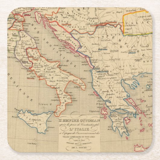 L'Empireのオットマン、l'Italie 1500年1400年 スクエアペーパーコースター (正面)