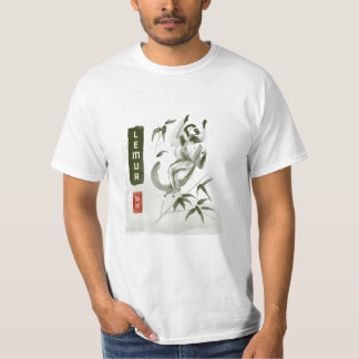 LEMUR狐猴日本のスタイルsumi-e Tシャツ