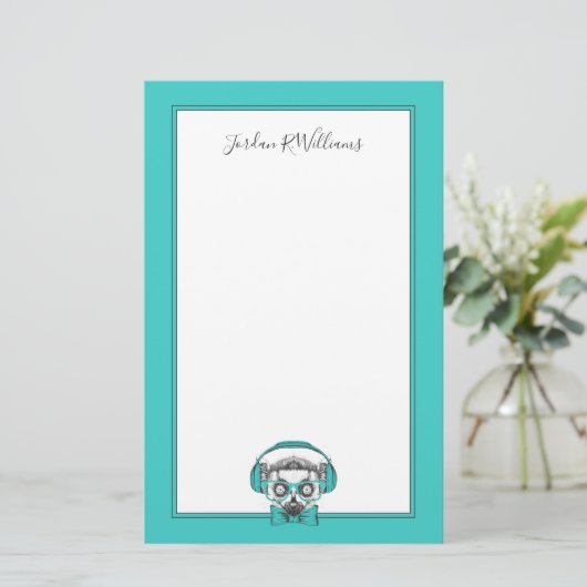 Lemur |の音楽愛好者は|あなたの名前を加えます 便箋 (スタンド正面)