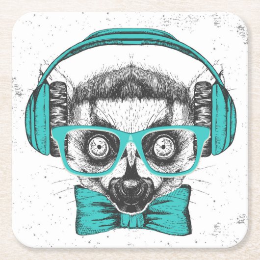 Lemur |の音楽愛好者 スクエアペーパーコースター (正面)