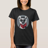 Lemur Artwork Sunglassage Madagascar Monkey Portra Tシャツ (正面)