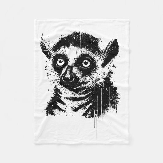 Lemur Ink Art Jungle Madaga Wildlife Rtrait Nge  フリースブランケット (正面)
