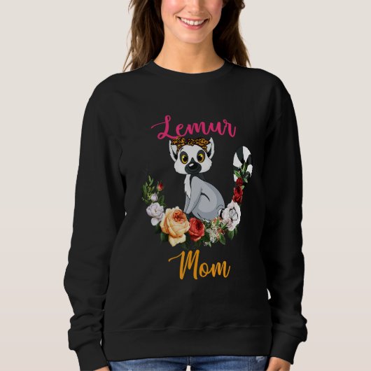 Lemur Mom Floral Lemur Bow Tie Lover Mother's Day スウェットシャツ (正面)