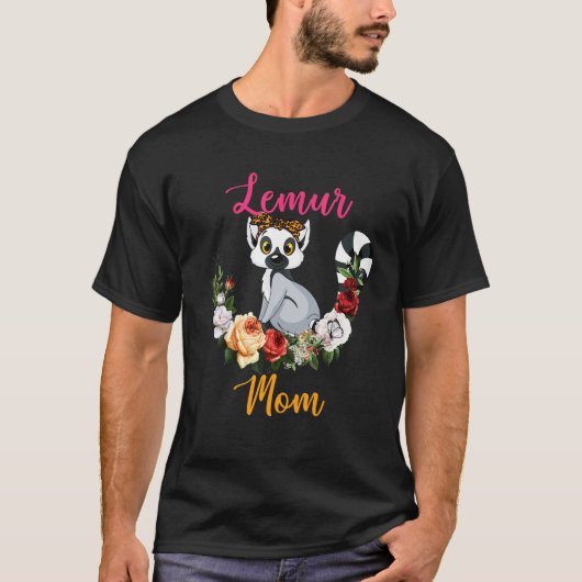 Lemur Mom Floral Lemur Bow Tie Lover Mother's Day Tシャツ (正面)