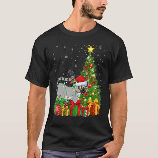 Lemur  Xmas Holiday Santa Lemur Christmas Tree Tシャツ (正面)