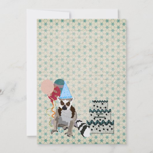 Lemursの誕生日のヴィンテージの招待状 招待状 (裏面)