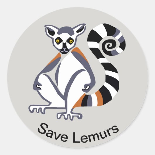 LEMURS -救自然 – 野生生物 – マダガスカル ラウンドシール (正面)
