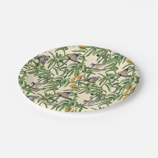 lemurs and branches mango seamless pattern ペーパープレート (アングル)