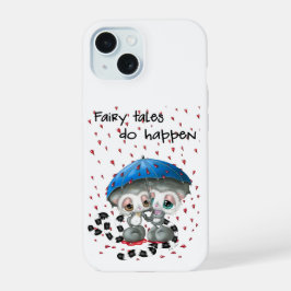 Lemurs in Love - Heart Umbrella Romance iPhone 15ケース