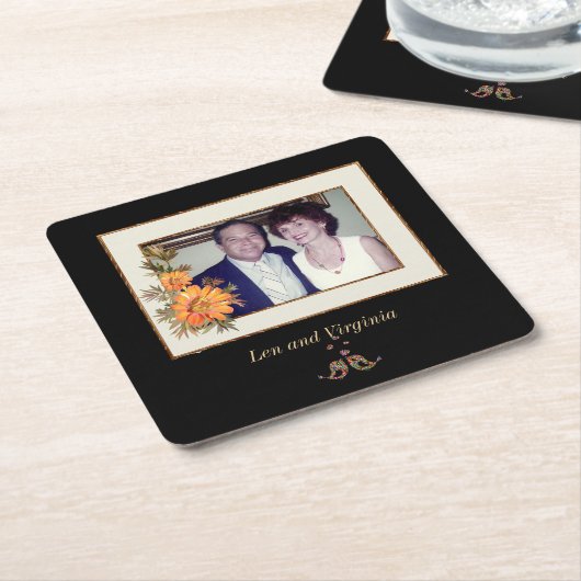 LenとVirginiaのスクエアステッカー スクエアペーパーコースター (アングル)