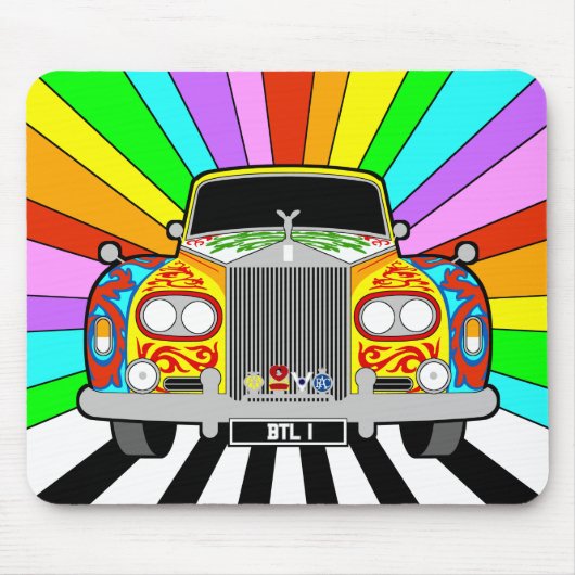 Lennon Psychedelic Painted Classic Car Mouse Mat マウスパッド (正面)