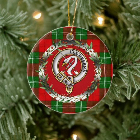 Lennox Clan Badge & Tartan Personalized Christmas セラミックオーナメント (ツリー)