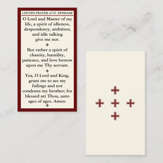 Lenten Prayer of St. Ephraim the Syrian mini card 名刺 (正面/裏面)