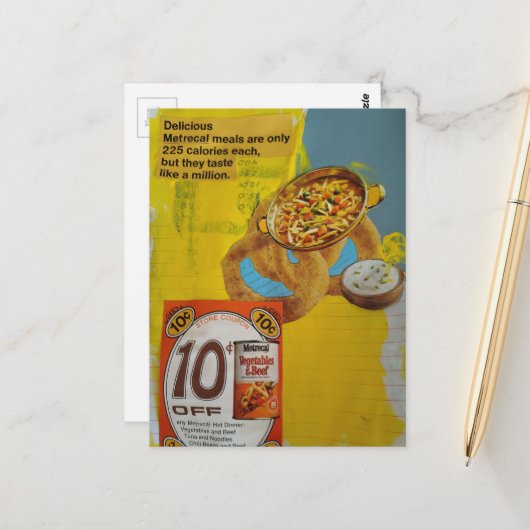 Lentil Rings and Soup 225 mixed media collage  ポストカード (正面/裏面インサイチュ)