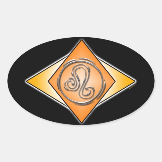 Leo三角形誕生シンボルや象徴シール 楕円形シール (正面)