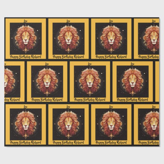 Leo名前の追加誕生日〔占星術の〕十二宮図ギフト ラッピングペーパー (フラット)