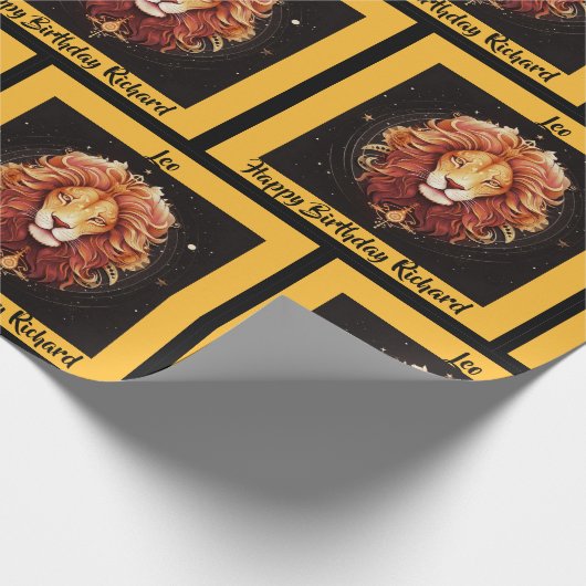 Leo名前の追加誕生日〔占星術の〕十二宮図ギフト ラッピングペーパー (角)