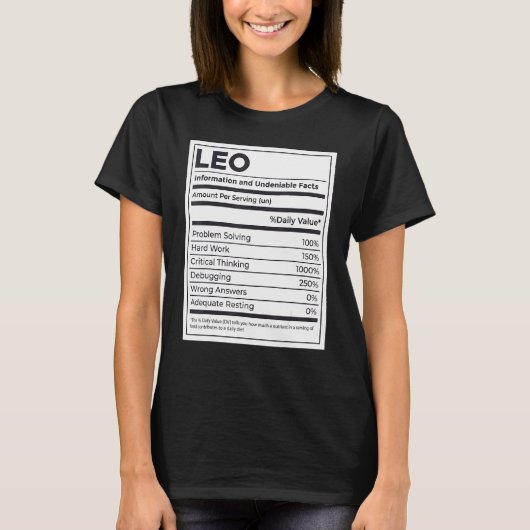 Leo栄養情報問題解決懸命Wor Tシャツ (正面)
