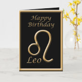 Leo金ゴールドシンボルブラック誕生日グリーティングカード カード (黄色い花)