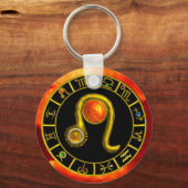 LEO金ゴールド〔占星術の〕十二宮図誕生日宝石星学チャート キーホルダー (正面)