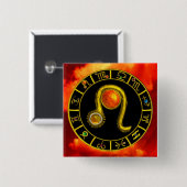 LEO金ゴールド〔占星術の〕十二宮図誕生日宝石星学チャート 缶バッジ (正面&裏面)