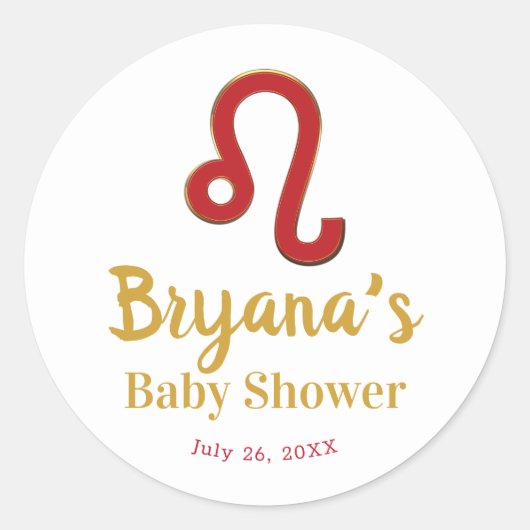 LEO〔占星術の〕十二宮図サイン7月威厳がある星占い赤ちゃんシャワー ラウンドシール (正面)