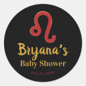 LEO〔占星術の〕十二宮図サイン7月威厳がある星占い赤ちゃんシャワー ラウンドシール (正面)