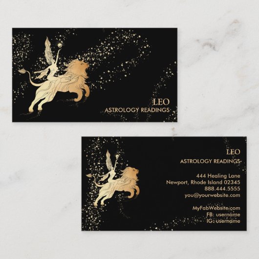*~* LEO〔占星術の〕十二宮図占星術(黒) 名刺 (正面/裏面)