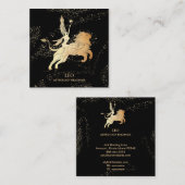 *~* LEO〔占星術の〕十二宮図占星読術の黒金ゴールド スクエア名刺 (正面/裏面)