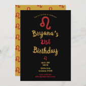 LEO〔占星術の〕十二宮図星占い7月威厳がある誕生日パーティー 招待状 (正面/裏面)