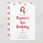 LEO〔占星術の〕十二宮図星占い7月威厳がある誕生日パーティー 招待状 (正面/裏面)