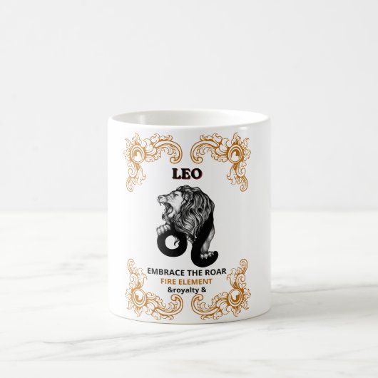 Leo 星座の王族 | 吠える炎のエレメントを受け入れる コーヒーマグカップ (中央)