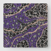 Leo Animal Print Glitter Glam 2 スクエア壁時計 (正面)