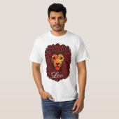 Leo astrology birth sign zodiac lion head paisley tシャツ (正面フル)