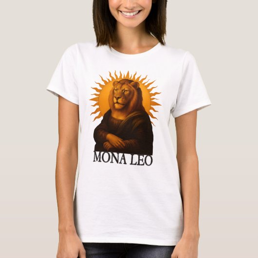 Leo astrology birth sign zodiac lion mona lisa tシャツ (正面)