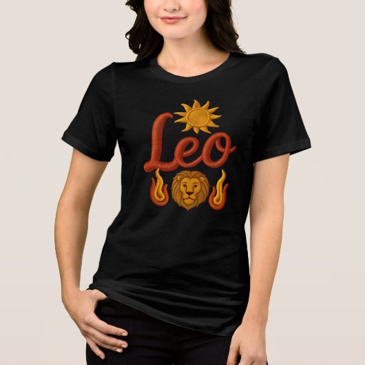 Leo astrology birth sign zodiac sun lion head fire トライブレンドＴシャツ (正面)
