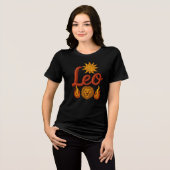 Leo astrology birth sign zodiac sun lion head fire トライブレンドＴシャツ (正面全面)