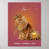 Leo Cat Art Print, Zodiac Cat Poster ポスター (正面)