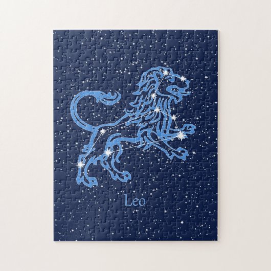 Leo Constellation and Zodiac Sign with Stars ジグソーパズル (縦)
