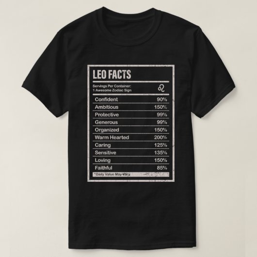 Leo Facts Apparel For Men And Women Funny Zodiac G Tシャツ (デザイン正面)