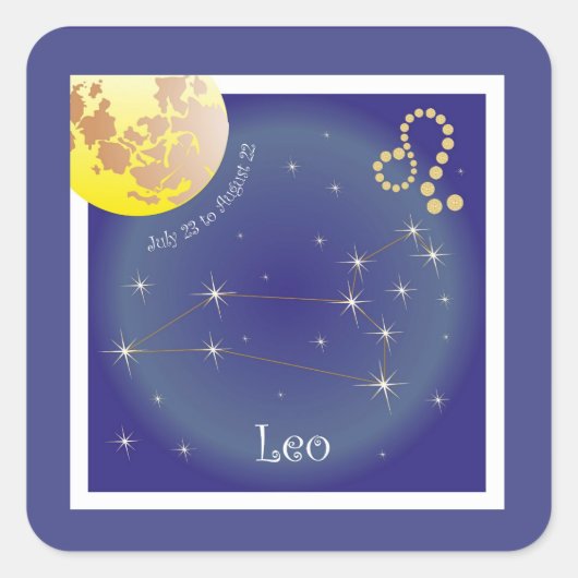 Leo July 23 to August 22 Aufkleber スクエアシール (正面)