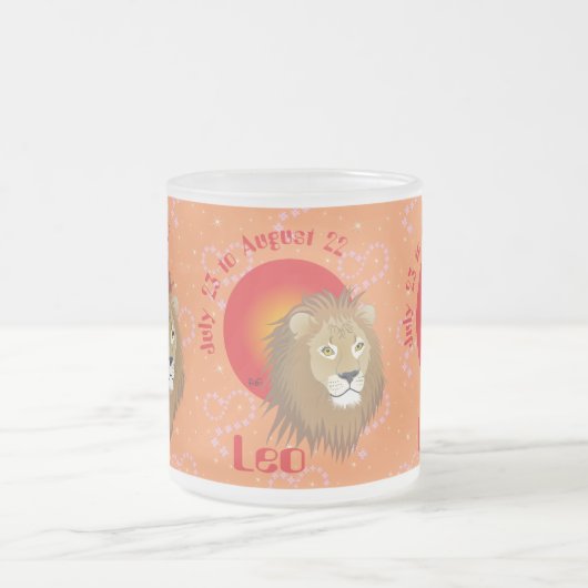 Leo July 23 to August 22 Mug フロストグラスマグカップ (中央)