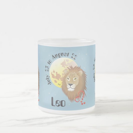 Leo July 23 to August 22 Mug フロストグラスマグカップ (中央)
