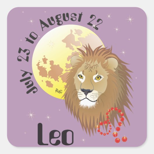 Leo July 23 to August 22 Stickers スクエアシール (正面)