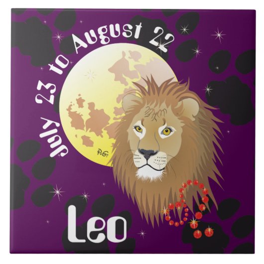 Leo July 23 to August 22 Tile タイル (正面)