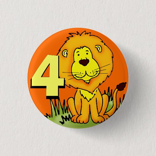 Leo Lion age 4 button - orange & yellow 缶バッジ (正面)