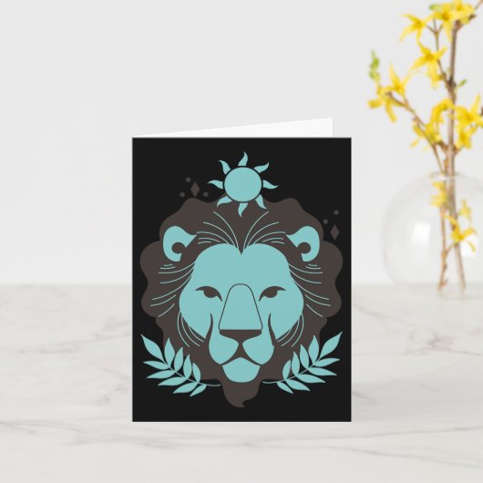 Leo Lion Halloween Zodiac Horoscope Astrology  カード (黄色い花)